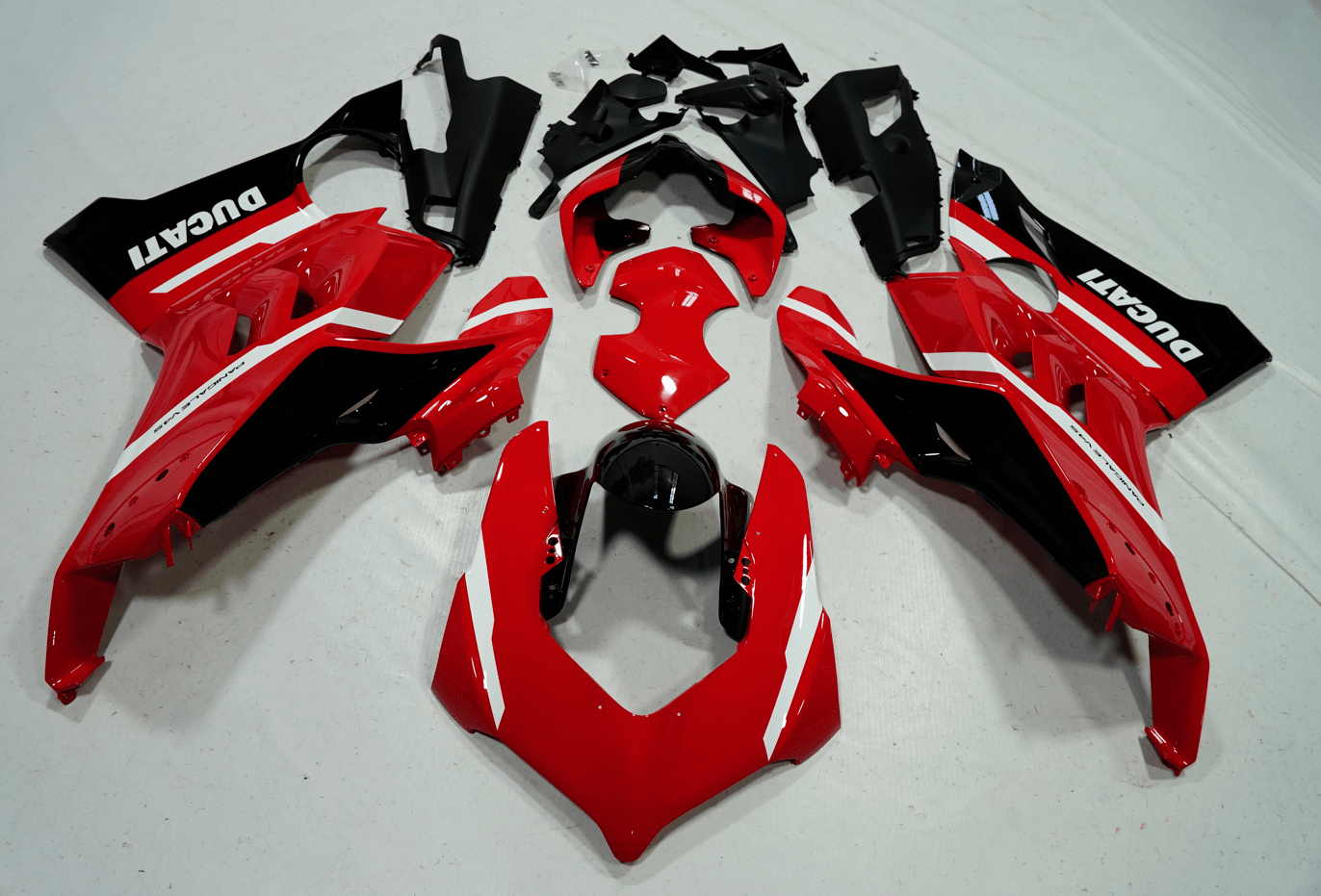 Ducati Panigale V4 Fairing Kit (2020-2021) Red, White Stripe, Black at KingsMotorcycleFairings.com