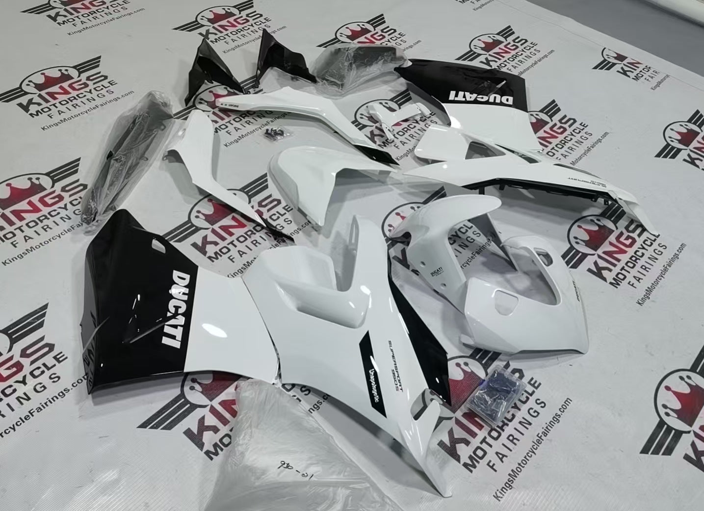 Ducati SuperSport 950 Fairing kit (2021-2024) White, Black Gloss from KingsMotorcycleFairings.com