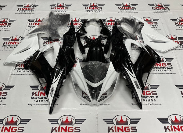 FAIRINGS FOR KAWASAKI ZX6R 636 (2013-2018) BLACK, WHITE at KingsMotorcycleFairings.com