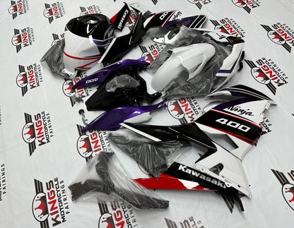 Fairing Kit for Kawasaki Ninja 400 (2018-2023) White, Black, Red, Purple from KingsMotorcycleFairings.com