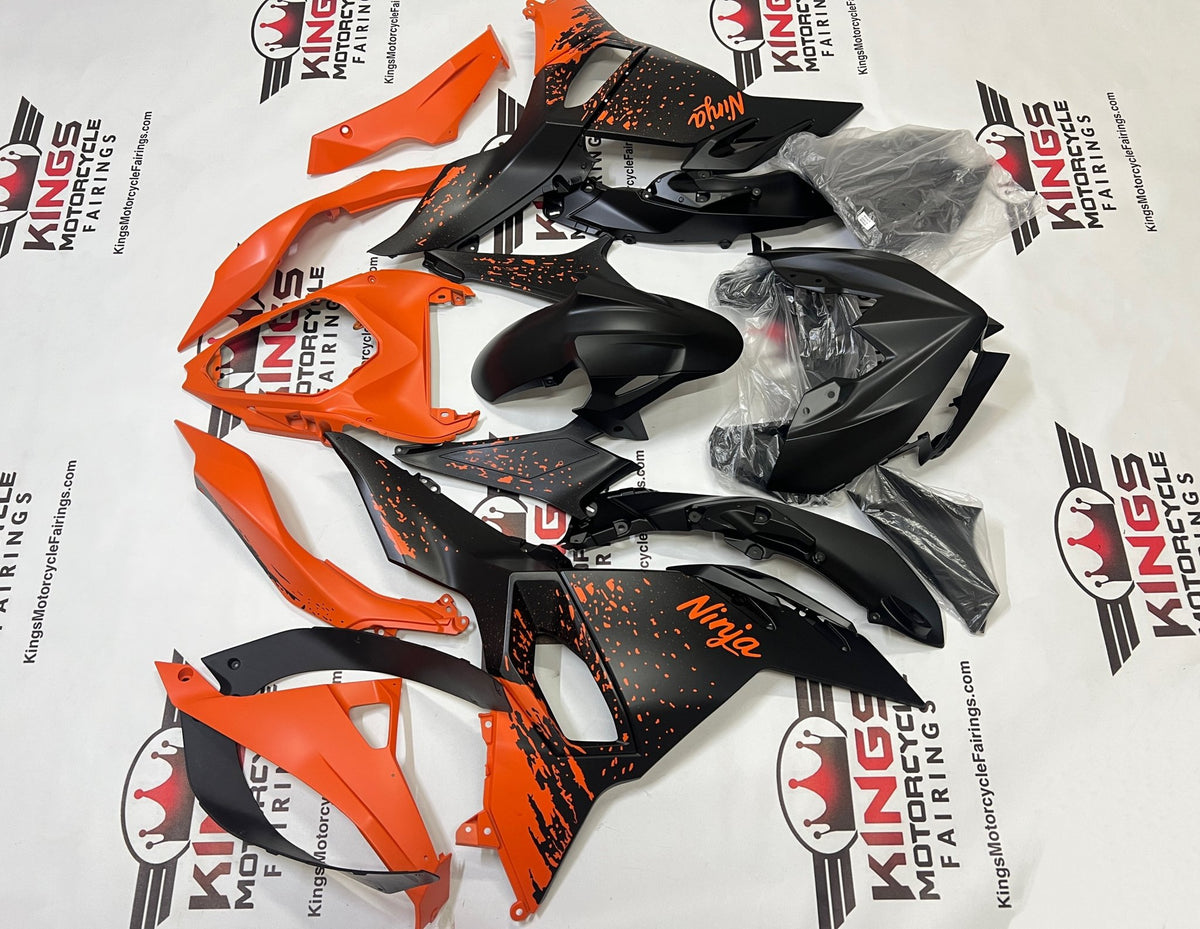 Fairing Kit for Kawasaki Ninja 500 (2024-2025) Matte Black, Matte Orange Spray at KingsMotorcycleFairings.com