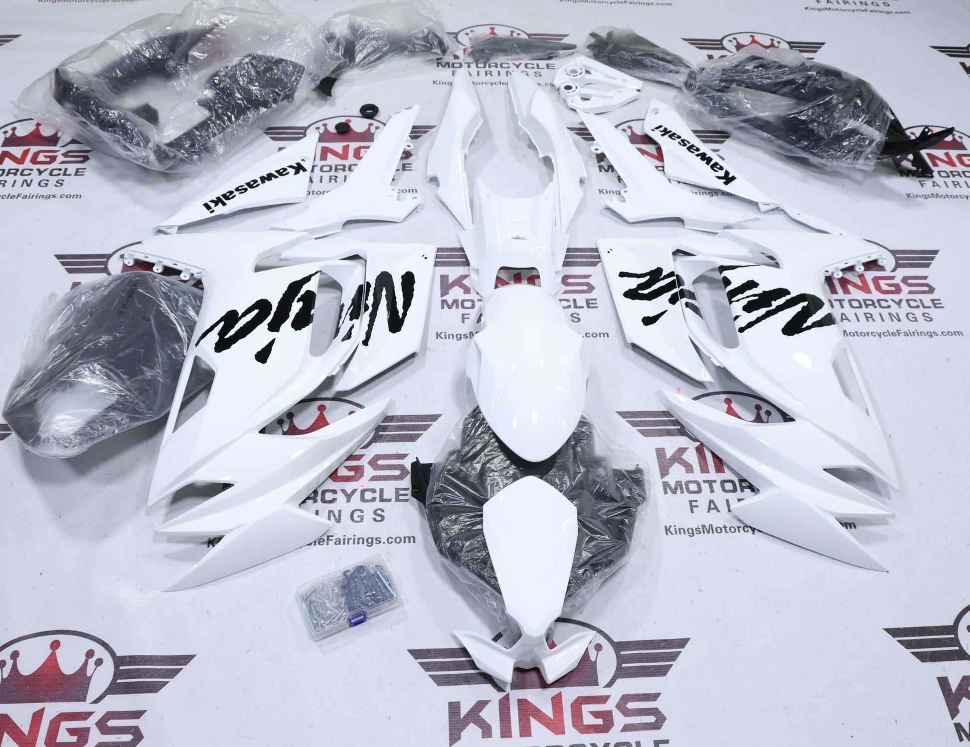 Fairing Kit for Kawasaki Ninja 650 (2020-2025) Gloss White, Gloss Black at KingsMotorcycleFairings.com