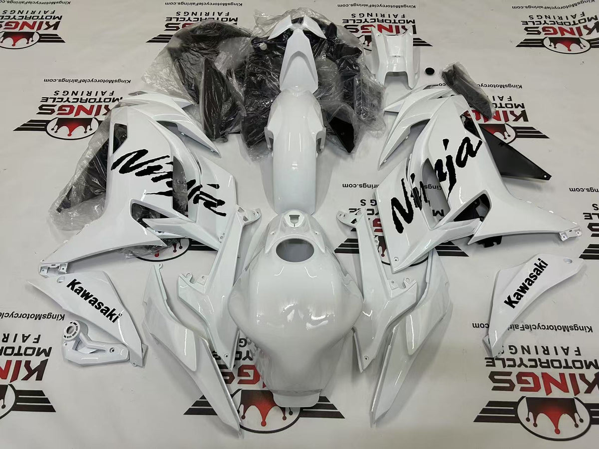 Fairing Kit for Kawasaki Ninja 650 (2020-2025) White Gloss, Black from KingsMotorcycleFairings.com