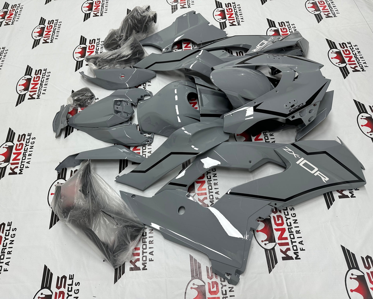 Fairing Kit for Kawasaki Ninja ZX10R (2021-2025) Nardo Gray, Black, White at KingsMotorcycleFairings.com