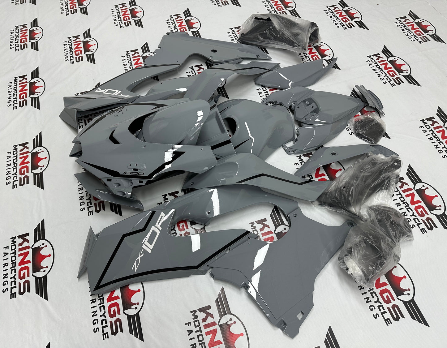 Fairing Kit for Kawasaki Ninja ZX10R (2021-2025) Nardo Gray, Black, White from KingsMotorcycleFairings.com