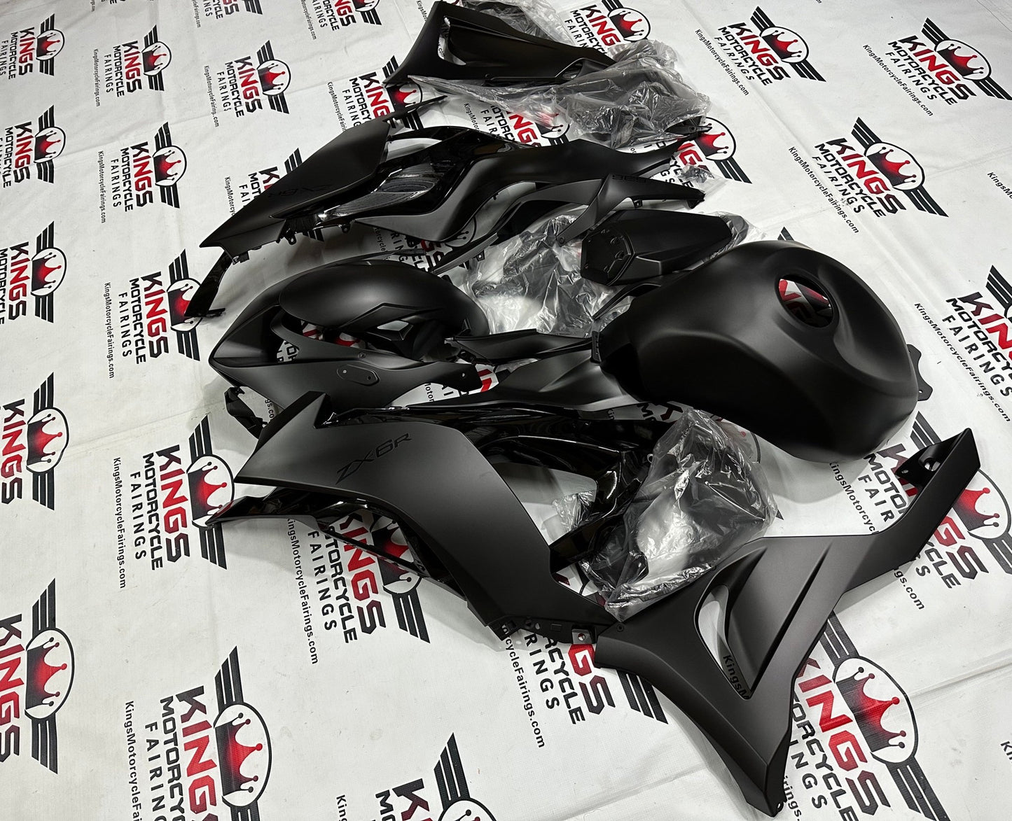 Fairing Kit for Kawasaki ZX6R 636 (2024-2025) Flat Black, Gloss Black at KingsMotorcycleFairings.com
