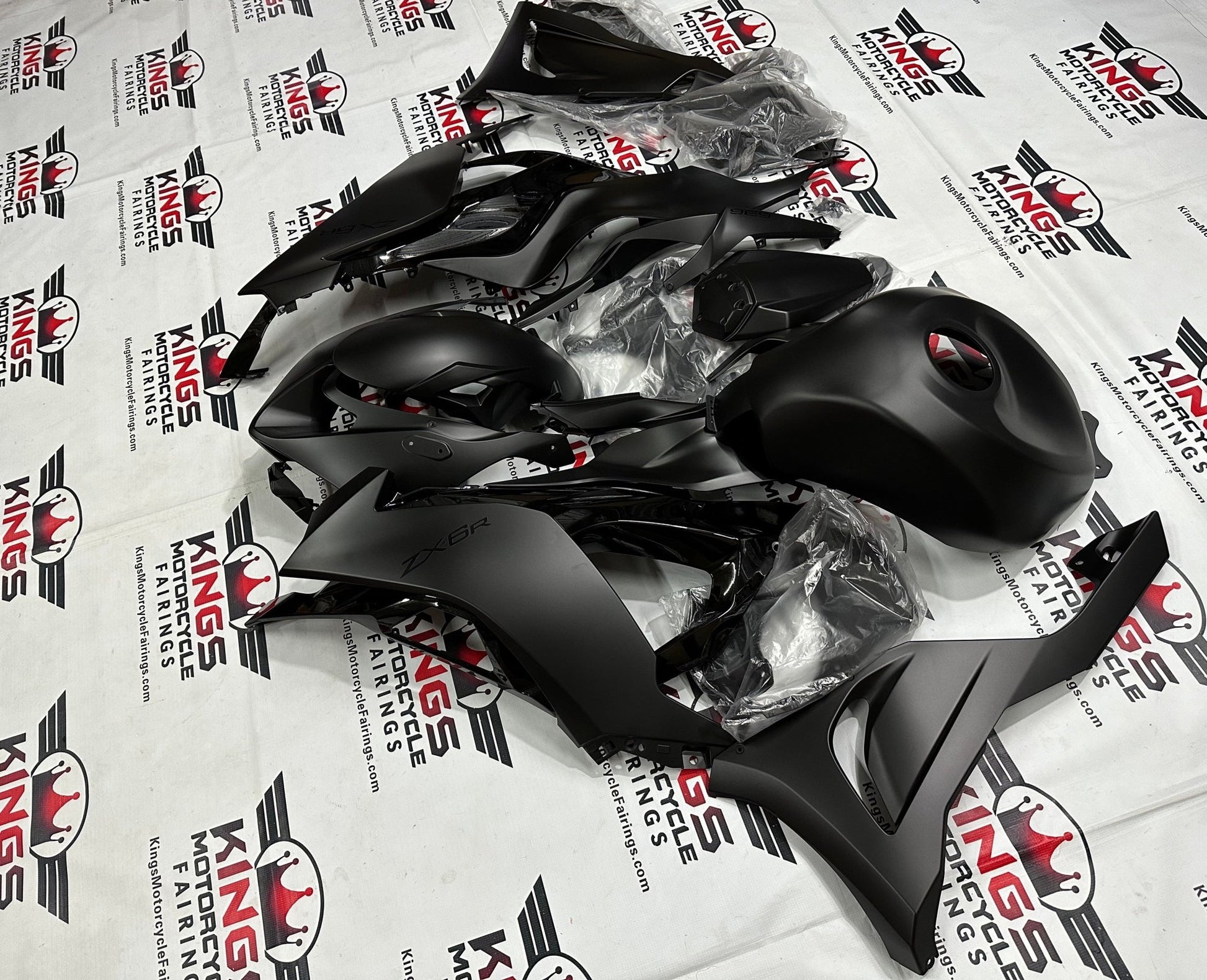 Fairing Kit for Kawasaki ZX6R 636 (2024-2025) Flat Black, Gloss Black at KingsMotorcycleFairings.com