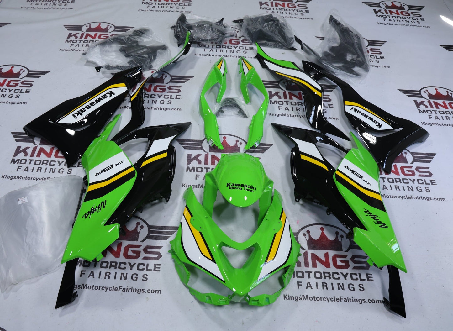 Fairing Kit for Kawasaki ZX6R 636 (2024-2025) Green, Black, Yellow, White at KingsMotorcycleFairings.com