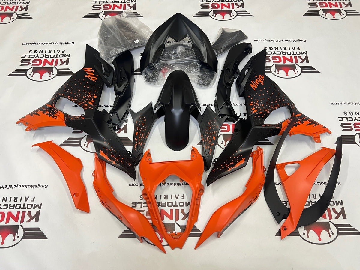 Fairing Set for Kawasaki Ninja 500 (2024-2025) Matte Black, Matte Orange Spray at KingsMotorcycleFairings.com
