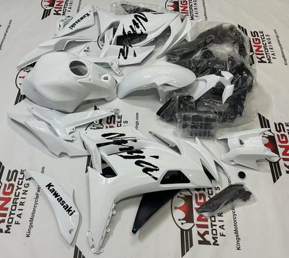 Fairing Set for Kawasaki Ninja 650 (2020-2025) White Gloss, Black at KingsMotorcycleFairings.com