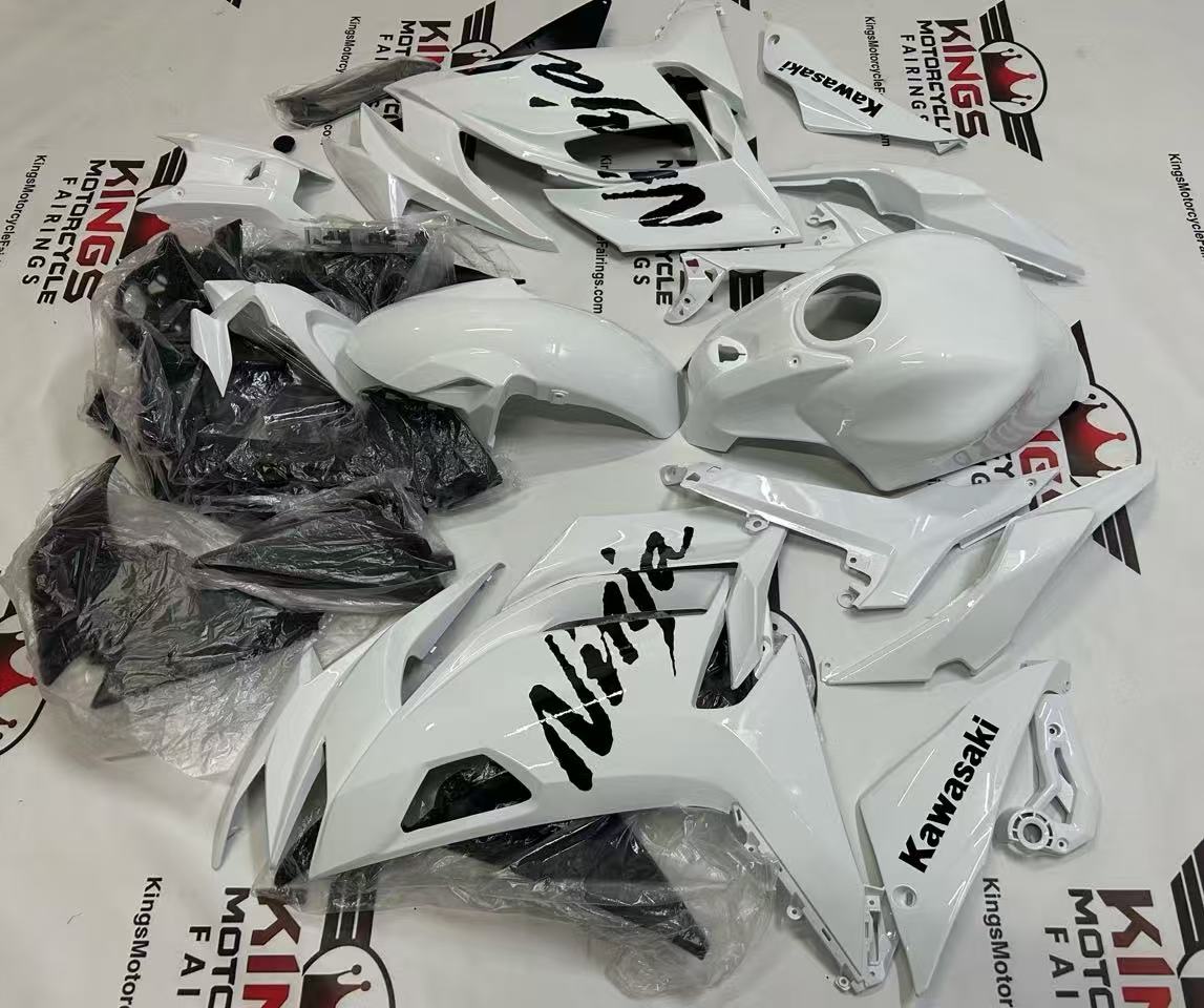 Fairing Set for Kawasaki Ninja 650 (2020-2025) White Gloss, Black from KingsMotorcycleFairings.com