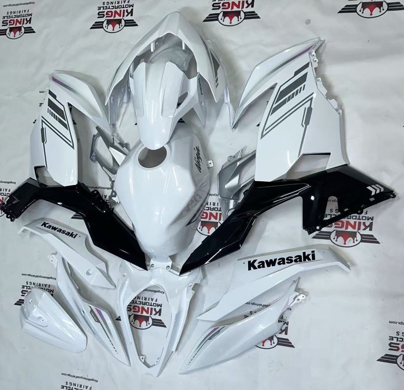 Fairing Kit for Kawasaki Ninja 400 (2018-2023) White, Black, Silver from KingsMotorcycleFairings.com