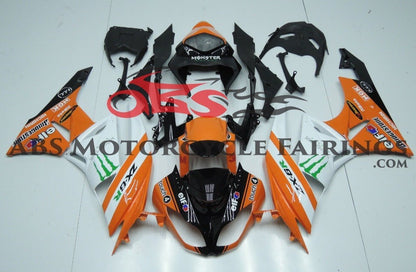 Fairing kit for a Kawasaki Ninja ZX6R 636 (2009-2012) Orange & White Monster Energy at KingsMotorcycleFairings.com