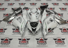 Fairing kit for a Kawasaki ZX6R 636 (2013-2018) White, Silver & Green at KingsMotorcycleFairings.com