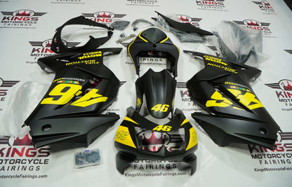 Fairings for Kawasaki Ninja 250R (2008-2013) Matte Black, Yellow #46 at KingsMotorcycleFairings.com