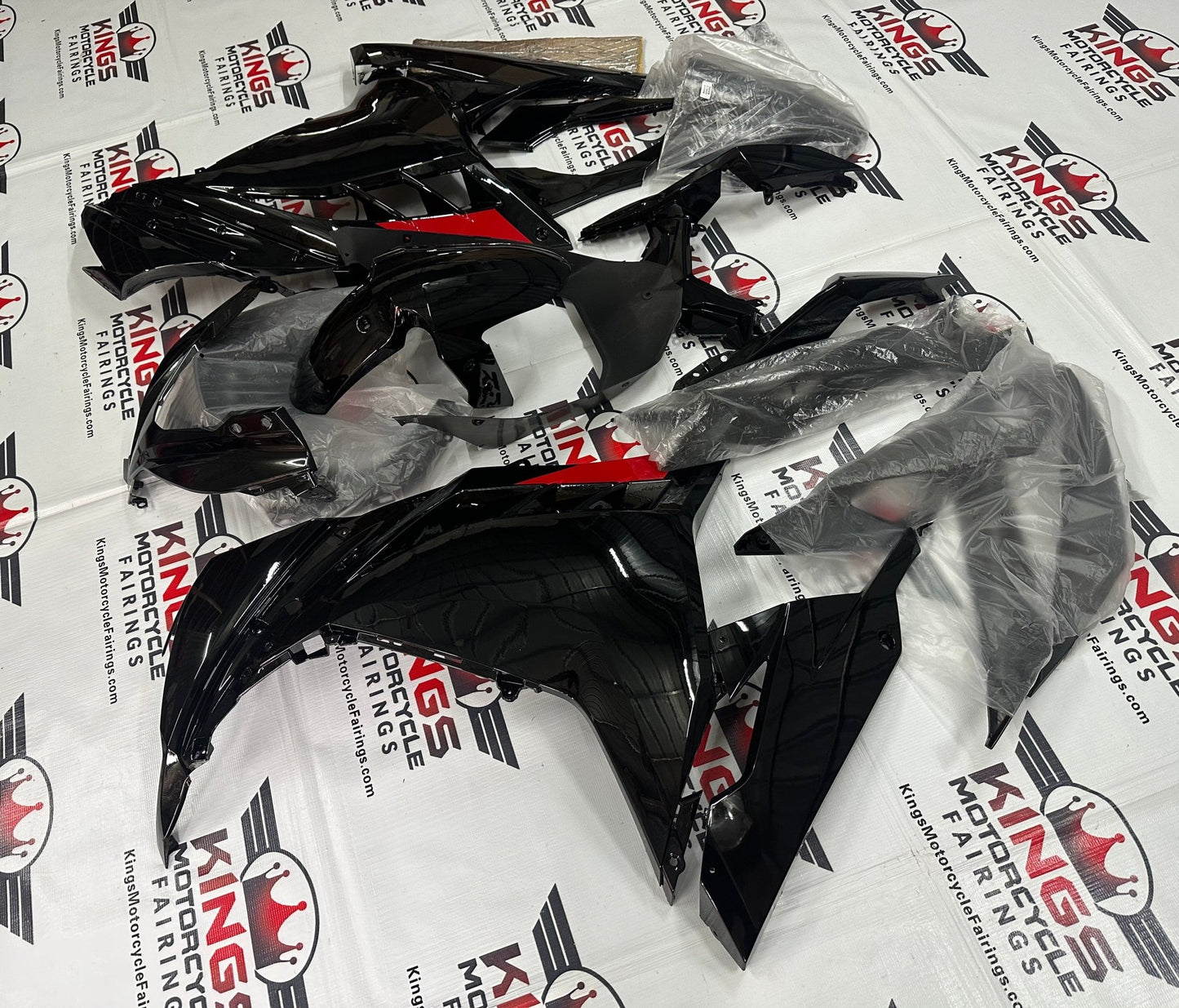 Kawasaki Ninja 300 Fairing set (2013-2024) Black, Red at KingsMotorcycleFairings.com