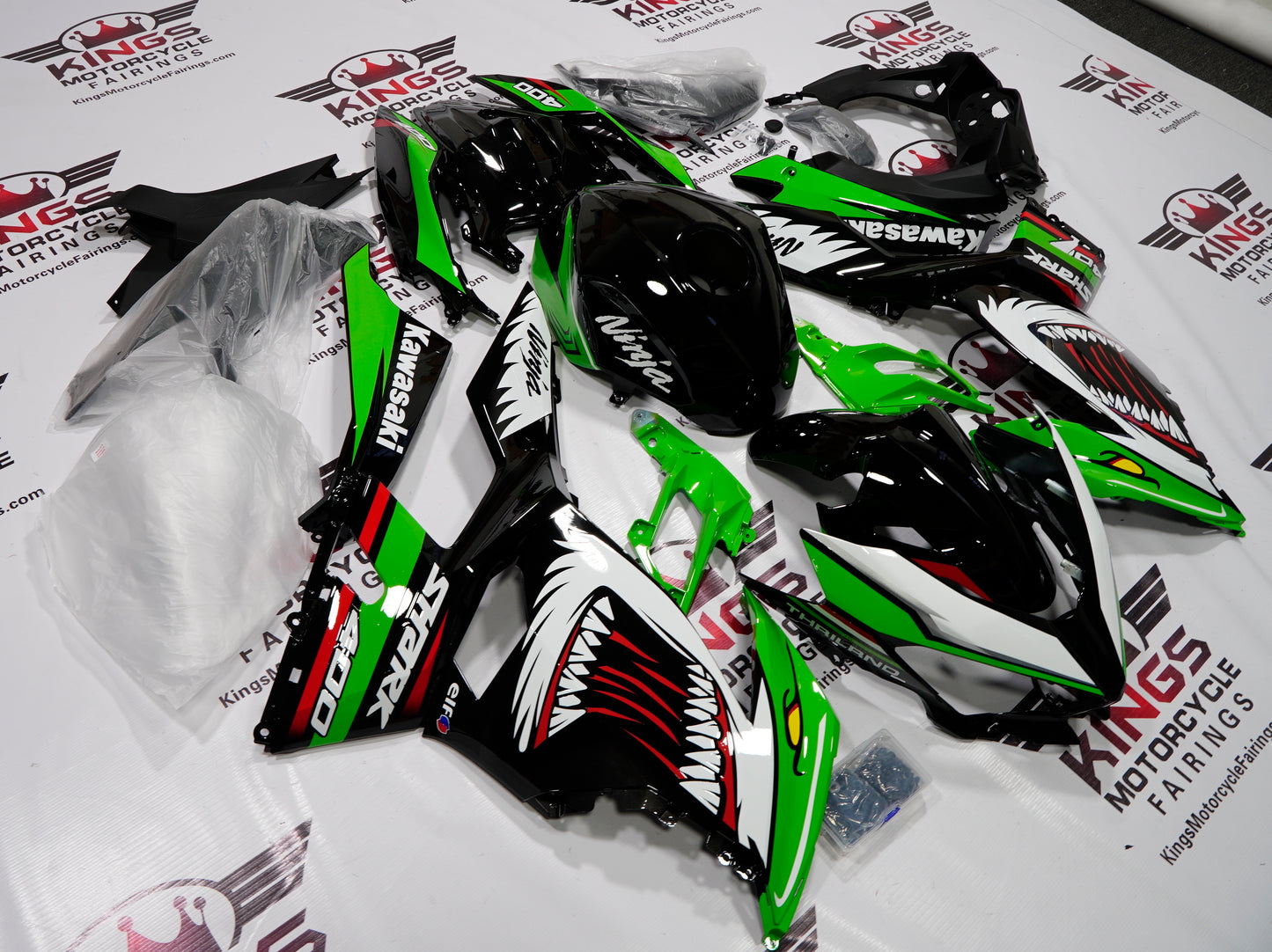 Kawasaki Ninja 400 Fairings (2018-2023) Green Shark at KingsMotorcycleFairings.com