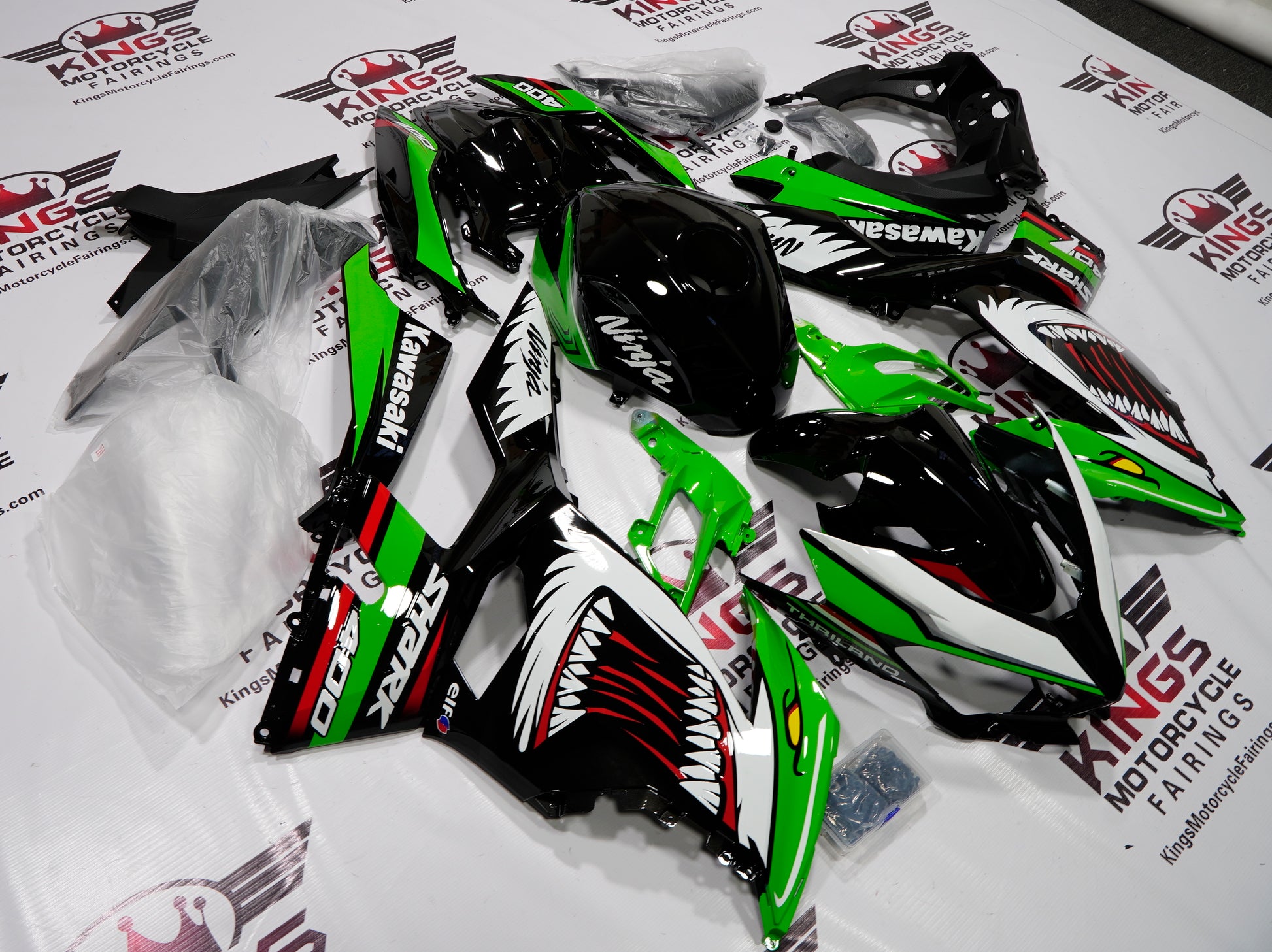 Kawasaki Ninja 400 Fairings (2018-2023) Green Shark at KingsMotorcycleFairings.com