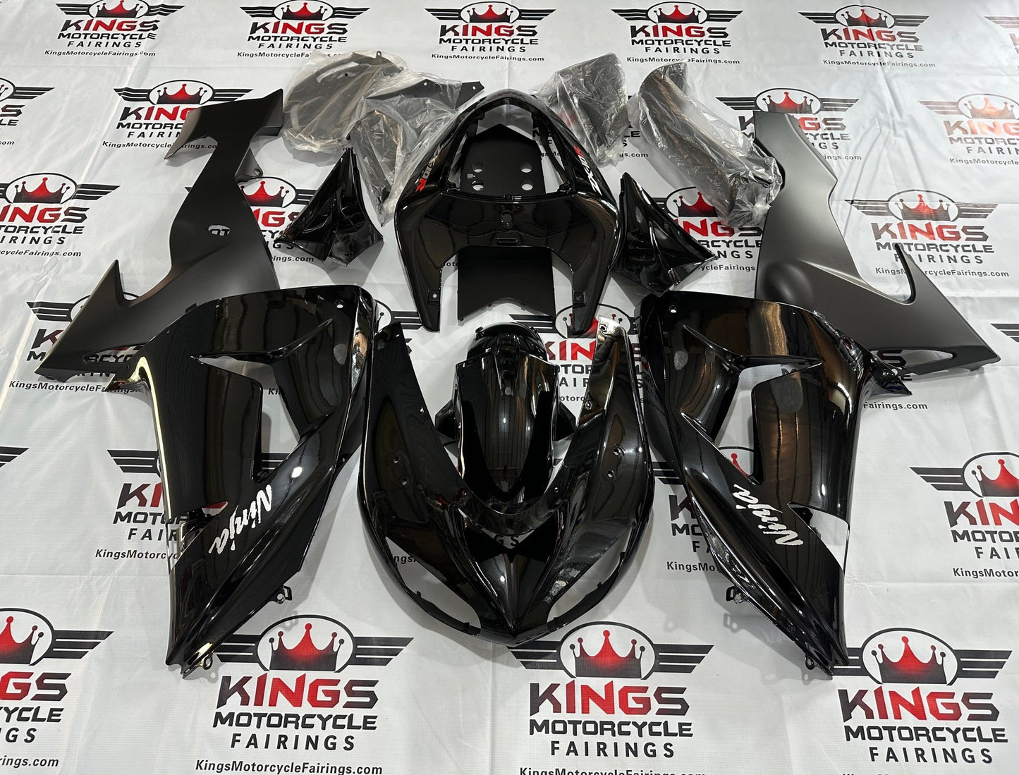Kawasaki Ninja ZX10R Fairings (2006-2007) Black, Matte Black, Chrome at KingsMotorcycleFairings.com