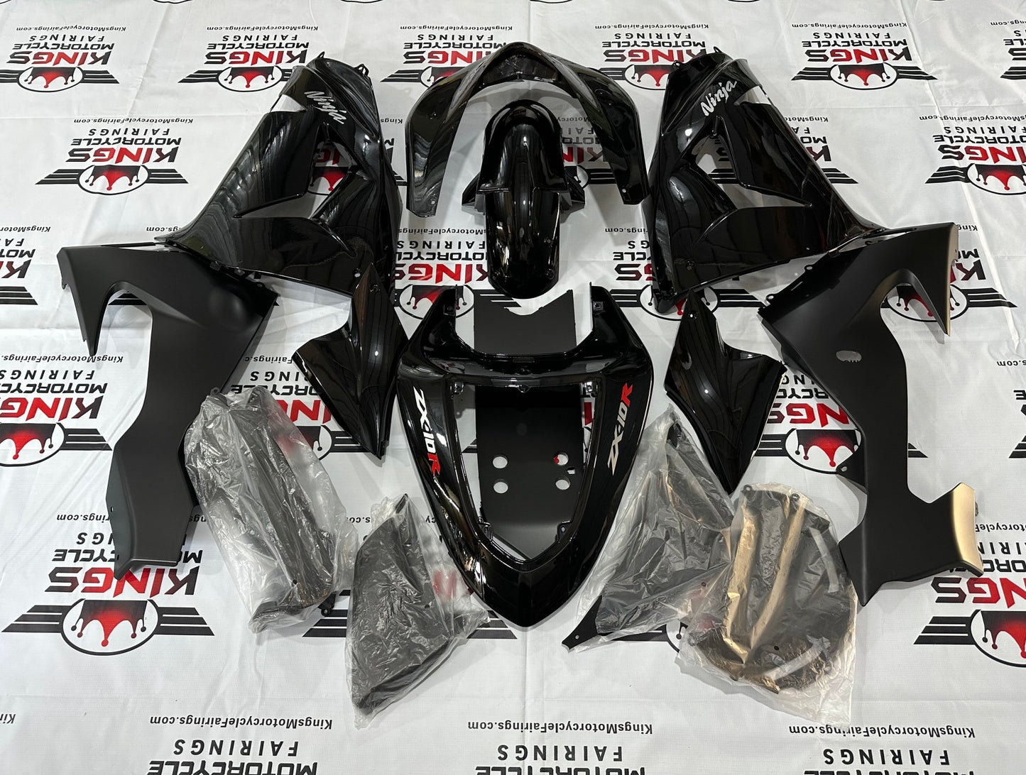 Kawasaki Ninja ZX10R Fairings (2006-2007) Black, Matte Black, Chrome at KingsMotorcycleFairings.com