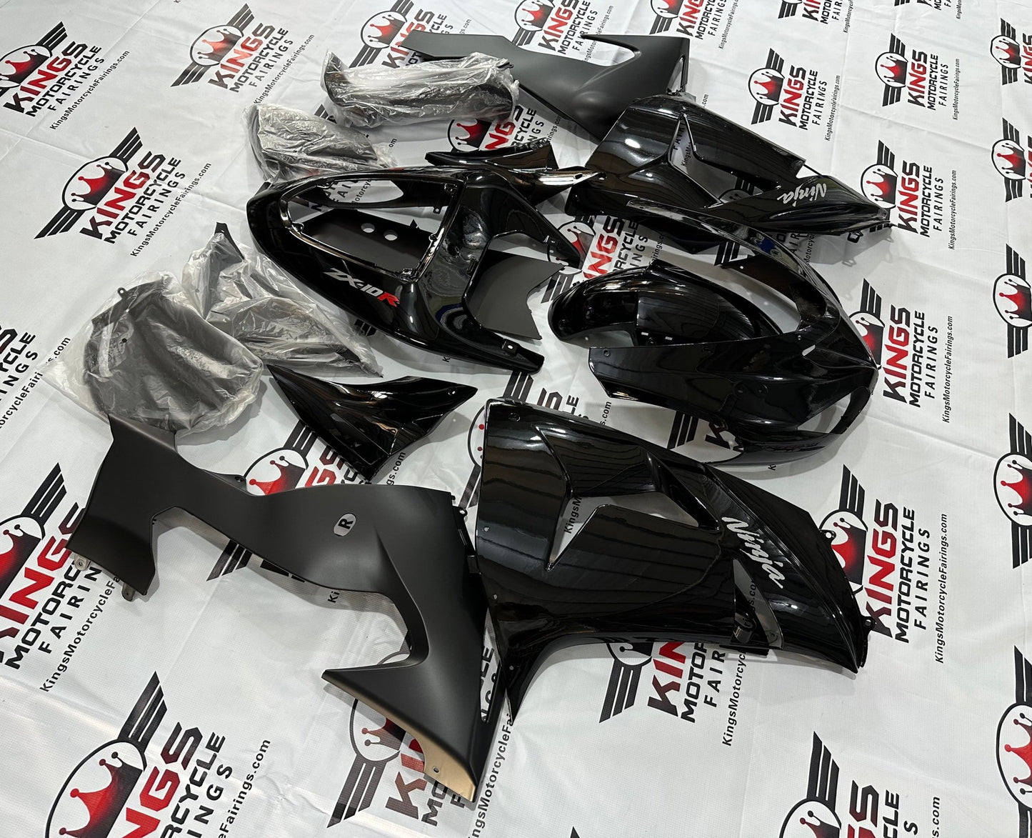 Kawasaki Ninja ZX10R Fairings (2006-2007) Black, Matte Black, Chrome at KingsMotorcycleFairings.com