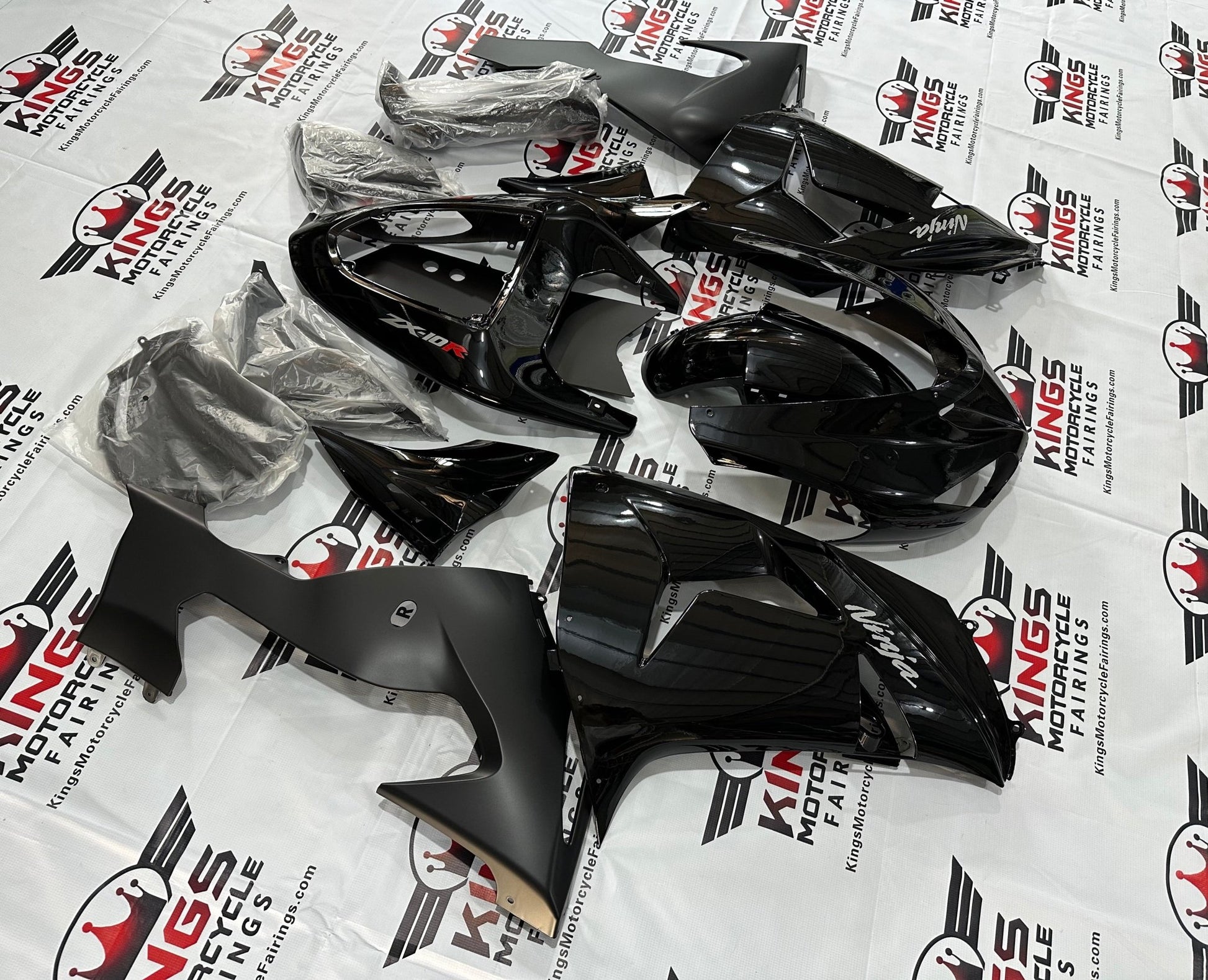 Kawasaki Ninja ZX10R Fairings (2006-2007) Black, Matte Black, Chrome at KingsMotorcycleFairings.com