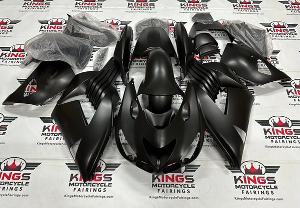 Fairing kit for a Kawasaki Ninja ZX14R (2006-2011) Flat Black at KingsMotorcycleFairings.com