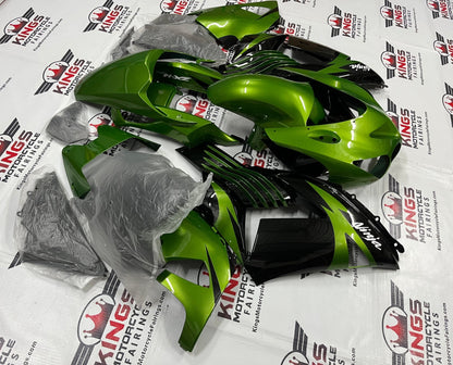 Fairing kit for a Kawasaki Ninja ZX14R (2006-2011) Green, Black, White at KingsMotorcycleFairings.com