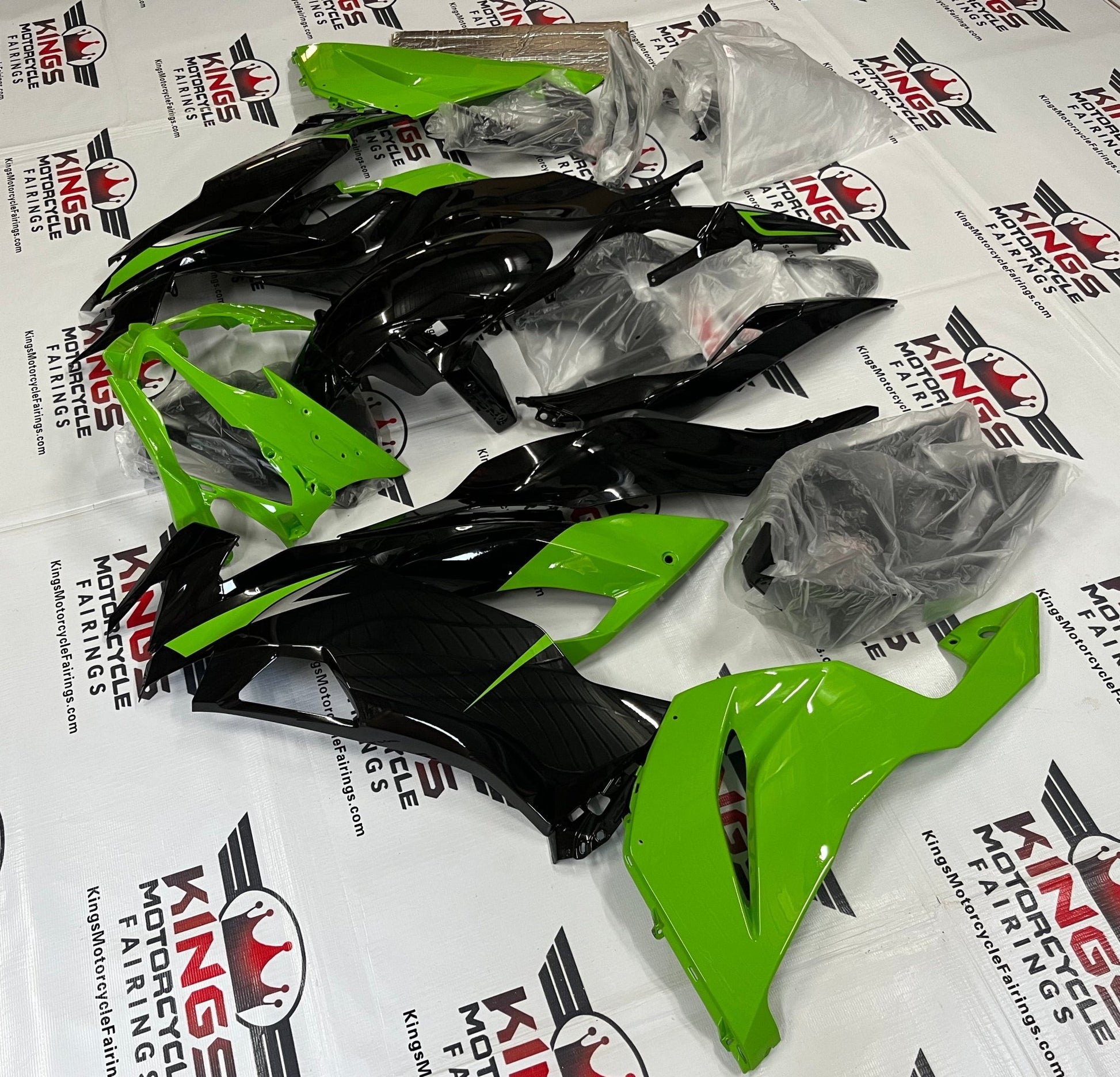 Kawasaki Ninja ZX6R 636 Fairings (2019-2023) Black, Green at KingsMotorcycleFairings.com