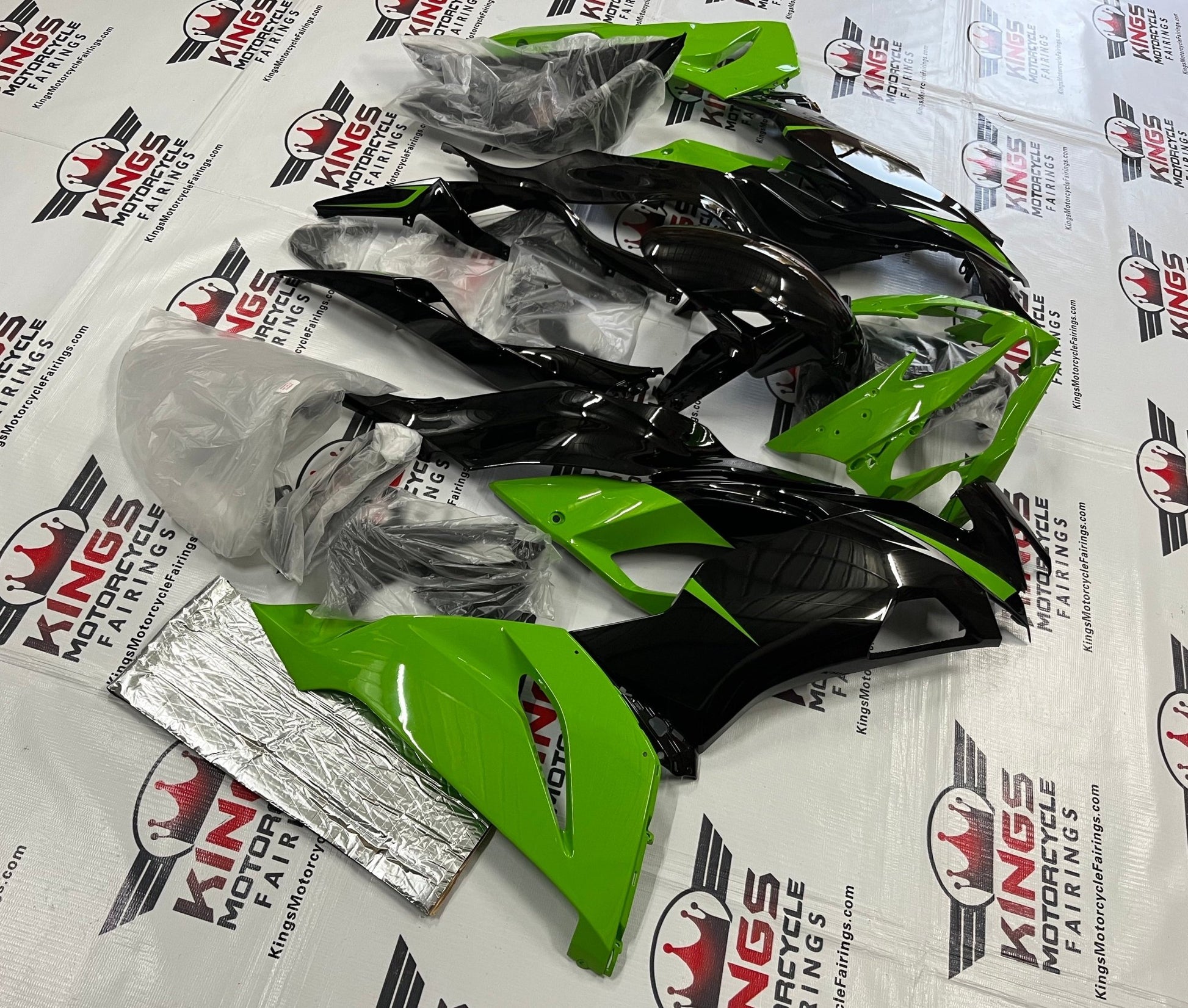 Kawasaki Ninja ZX6R 636 Fairings (2019-2023) Black, Green at KingsMotorcycleFairings.com