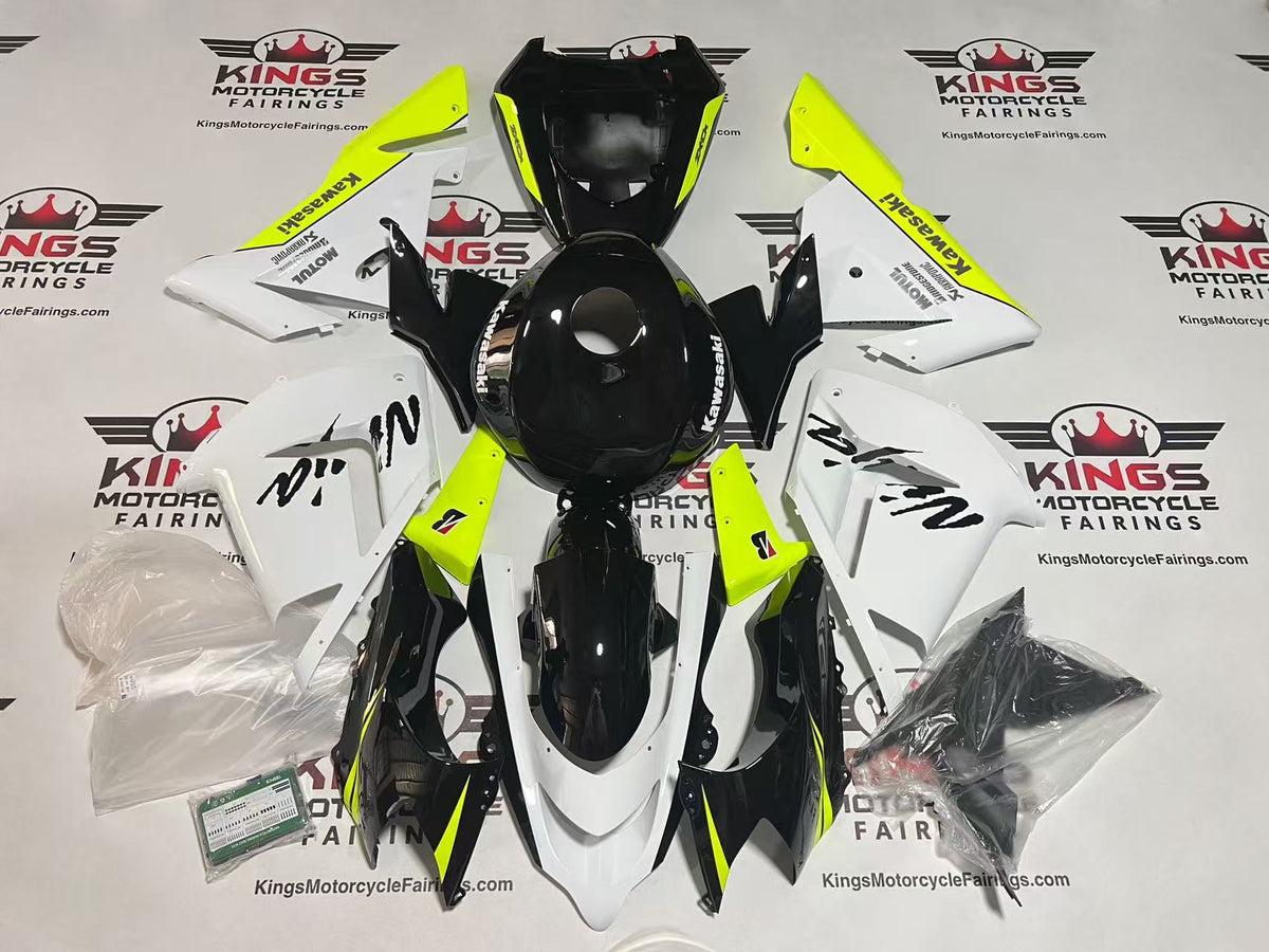 Fairing kit for a Kawasaki ZX10R (2004-2005) White, Black, Neon Yellow, Gray at KingsMotorcycleFairings.com