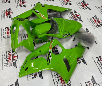Fairing kit for a Kawasaki ZX6R 636 (2003-2004) Green, Black & Yellow at KingsMotorcycleFairings.com
