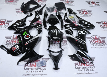 Fairings Kawasaki Ninja ZX10R (2008-2010) Black, White Stripe KRT at KingsMotorcycleFairings.com