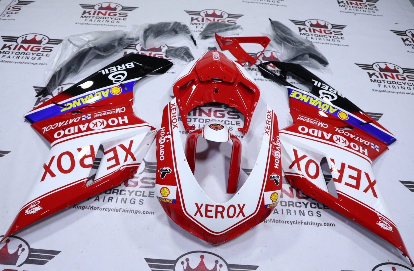 Fairings for Ducati 1098 (2007-2014) Red, White Stripe Xerox at KingsMotorcycleFairings.com