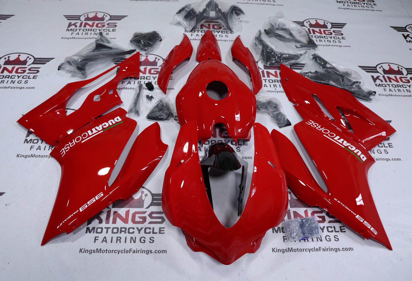 Fairings for Ducati 959 Panigale (2015-2020) Red, White Corse from KingsMotorcycleFairings.com