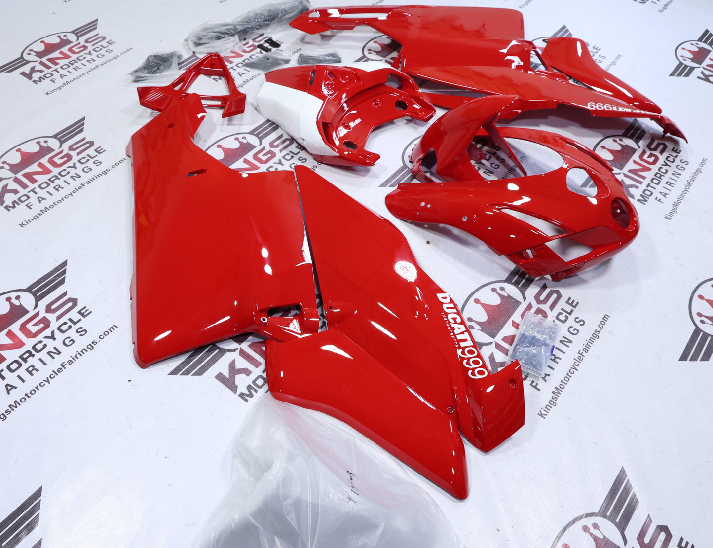 Fairings for Ducati 999 (2003-2004) Gloss Red, White from KingsMotorcycleFairings.com