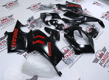 Fairings for Ducati Panigale V4S (2022-2024) Satin Black, Red from KingsMotorcycleFairings.com