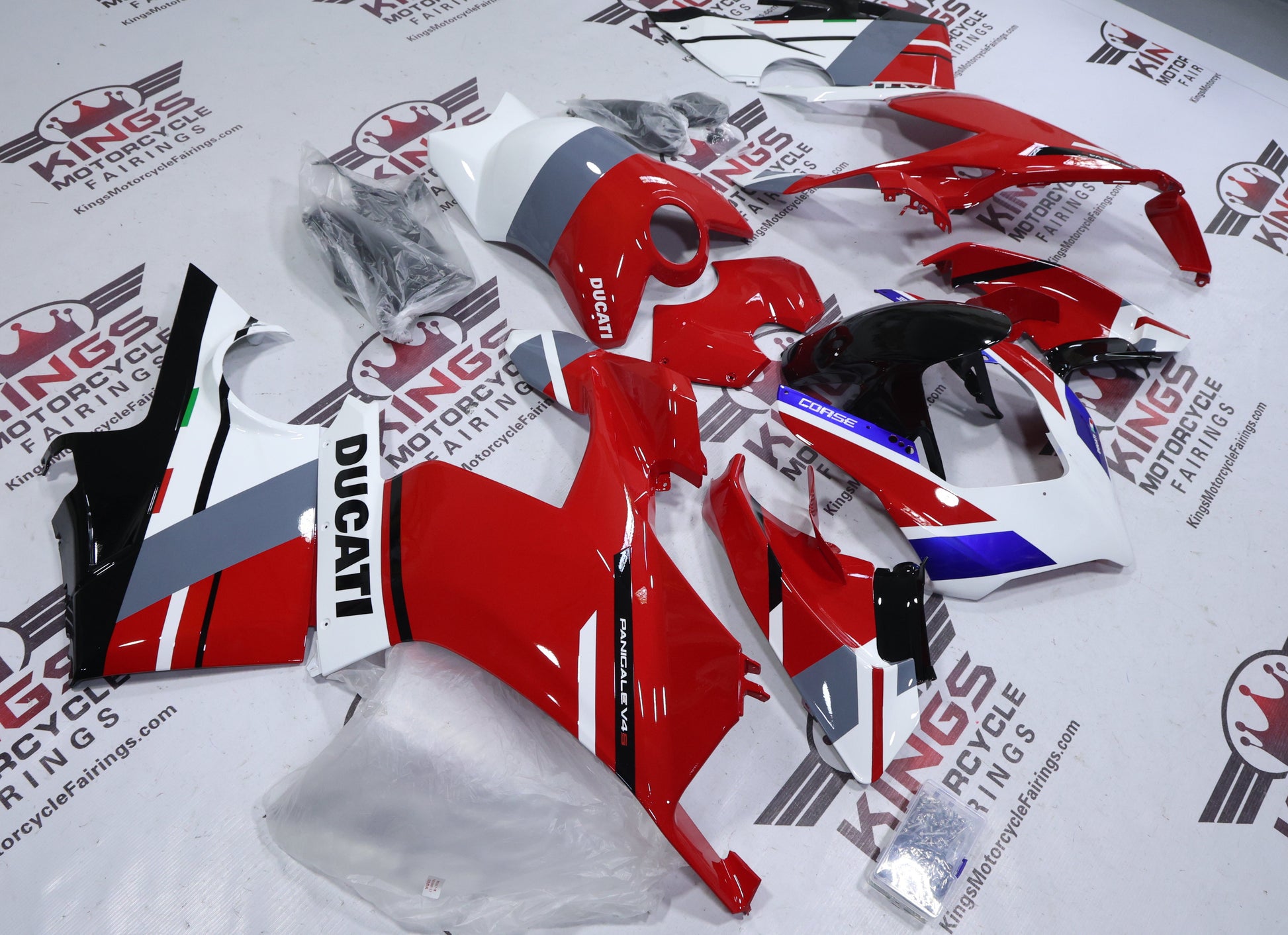 Fairings for Ducati Panigale V4 (2018-2019) Red, White, Blue, Gray, Black from KingsMotorcycleFairings.com