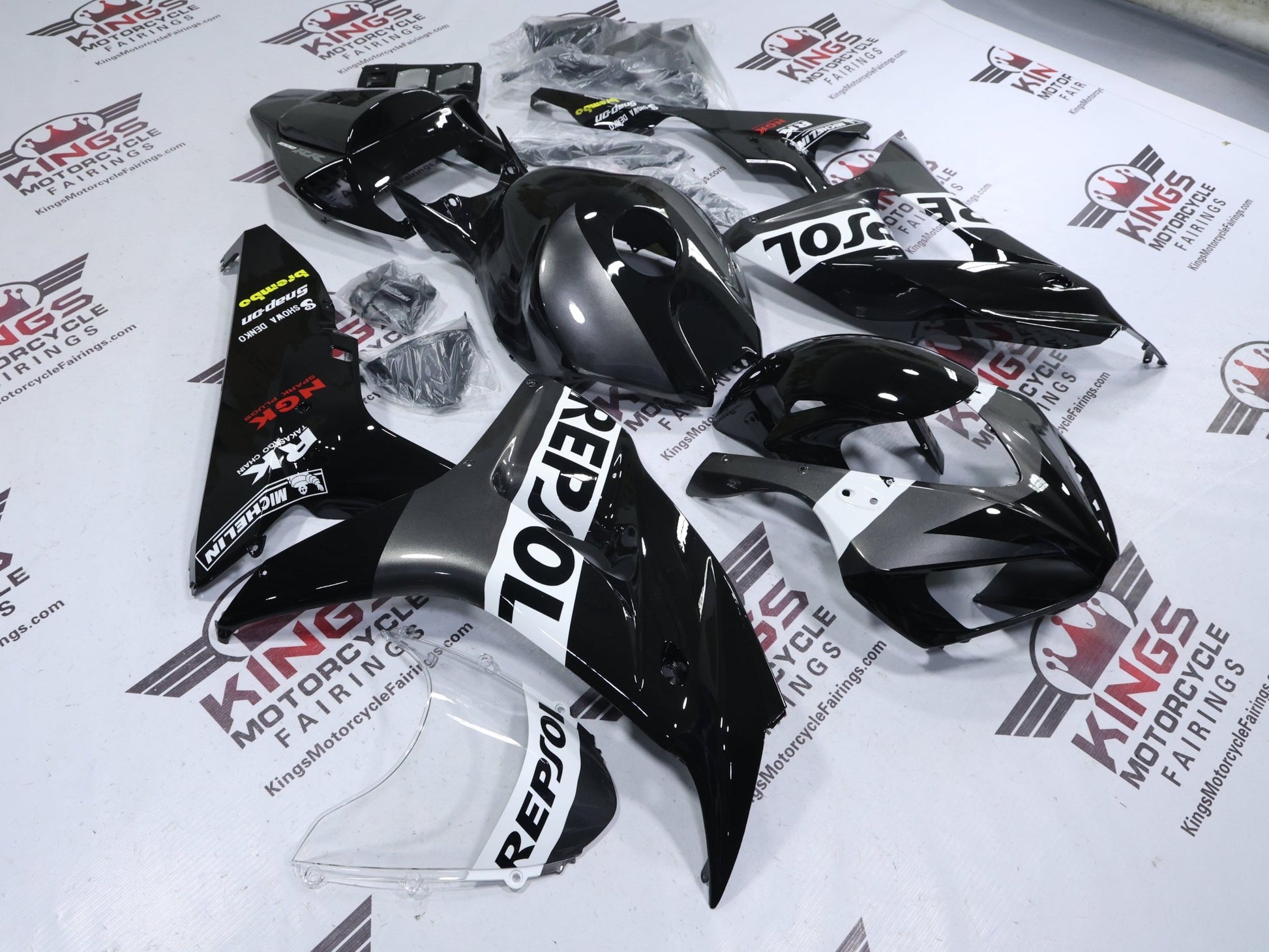 Fairings for Honda CBR1000RR (2006-2007) Repsol Black, Gray, White at KingsMotorcycleFairings.com