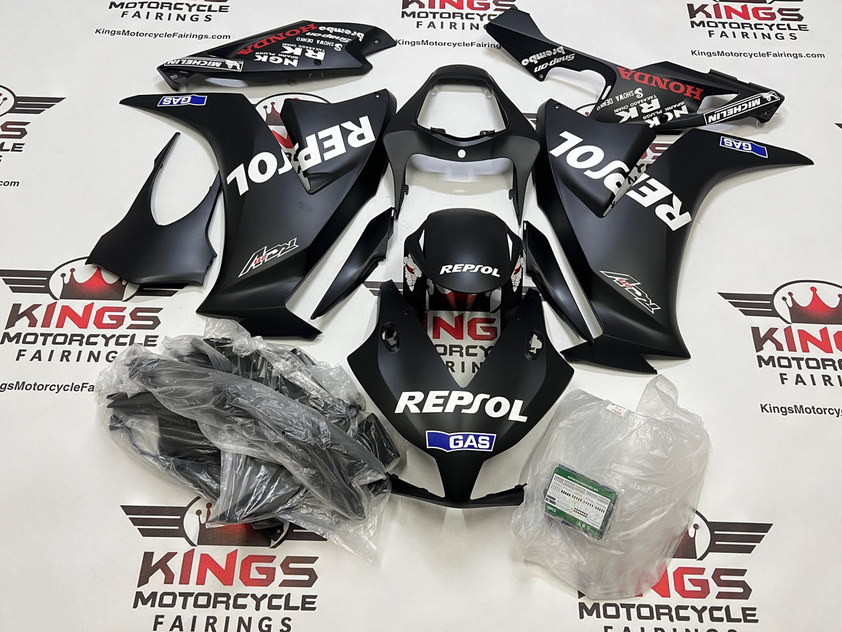 Fairings for Honda CBR1000RR (2012-2016) Matte Black, White Repsol at KingsMotorcycleFairings.com