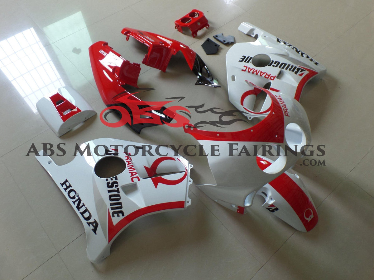 Fairings for Honda CBR250 MC22 (1990-1998) White, Red Pramac at KingsMotorcycleFairings.com