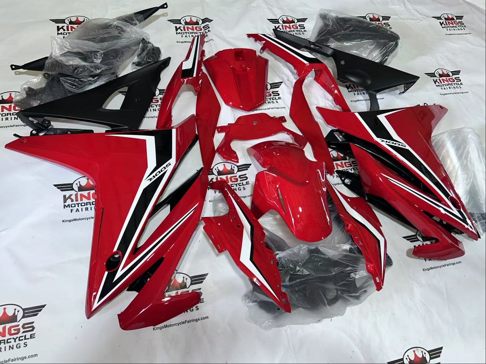 Fairings for Honda CBR500R (2016-2018) Red, Black, White Stripe from KingsMotorcycleFairings.com
