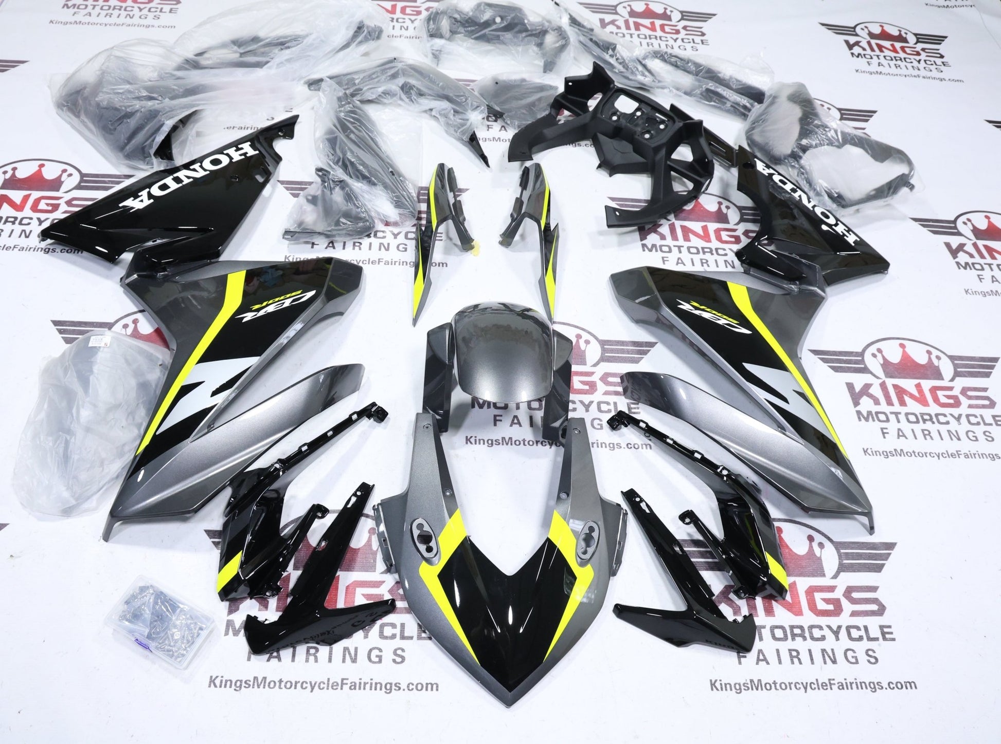 Fairings for Honda CBR500R (2022-2023) Silver, Black, Yellow, White from KingsMotorcycleFairings.com