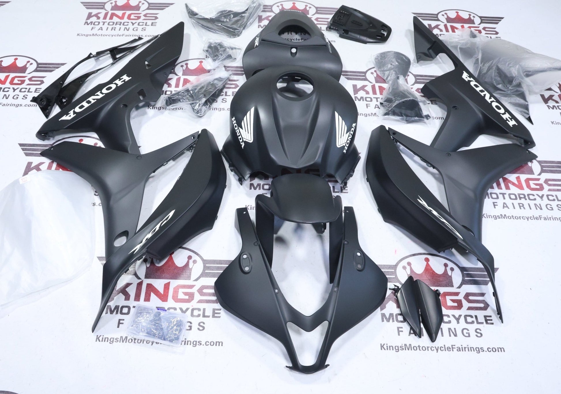 Fairings for Honda CBR600RR (2007-2008) Matte Black, White from KingsMotorcycleFairings.com