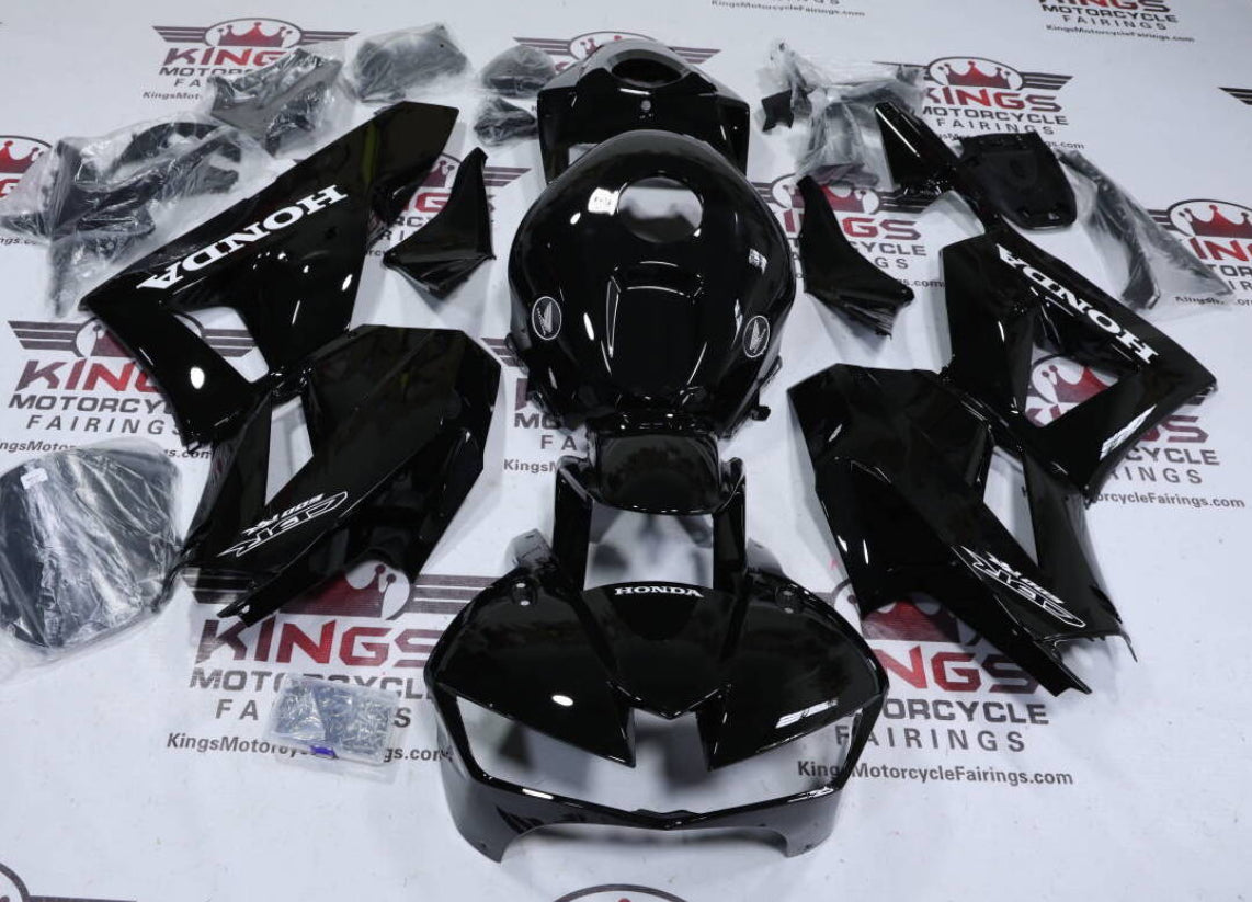 Fairings for Honda CBR600RR (2024-2025) Gloss Black, White from KingsMotorcycleFairings.com