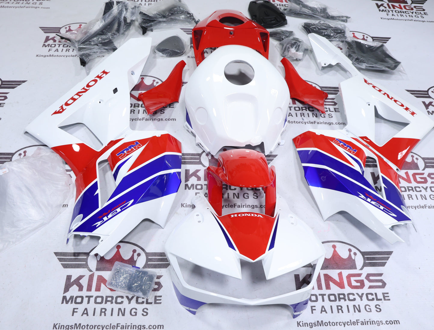Fairings for Honda CBR600RR (2026) HRC White, Red, Blue at KingsMotorcycleFairings.com