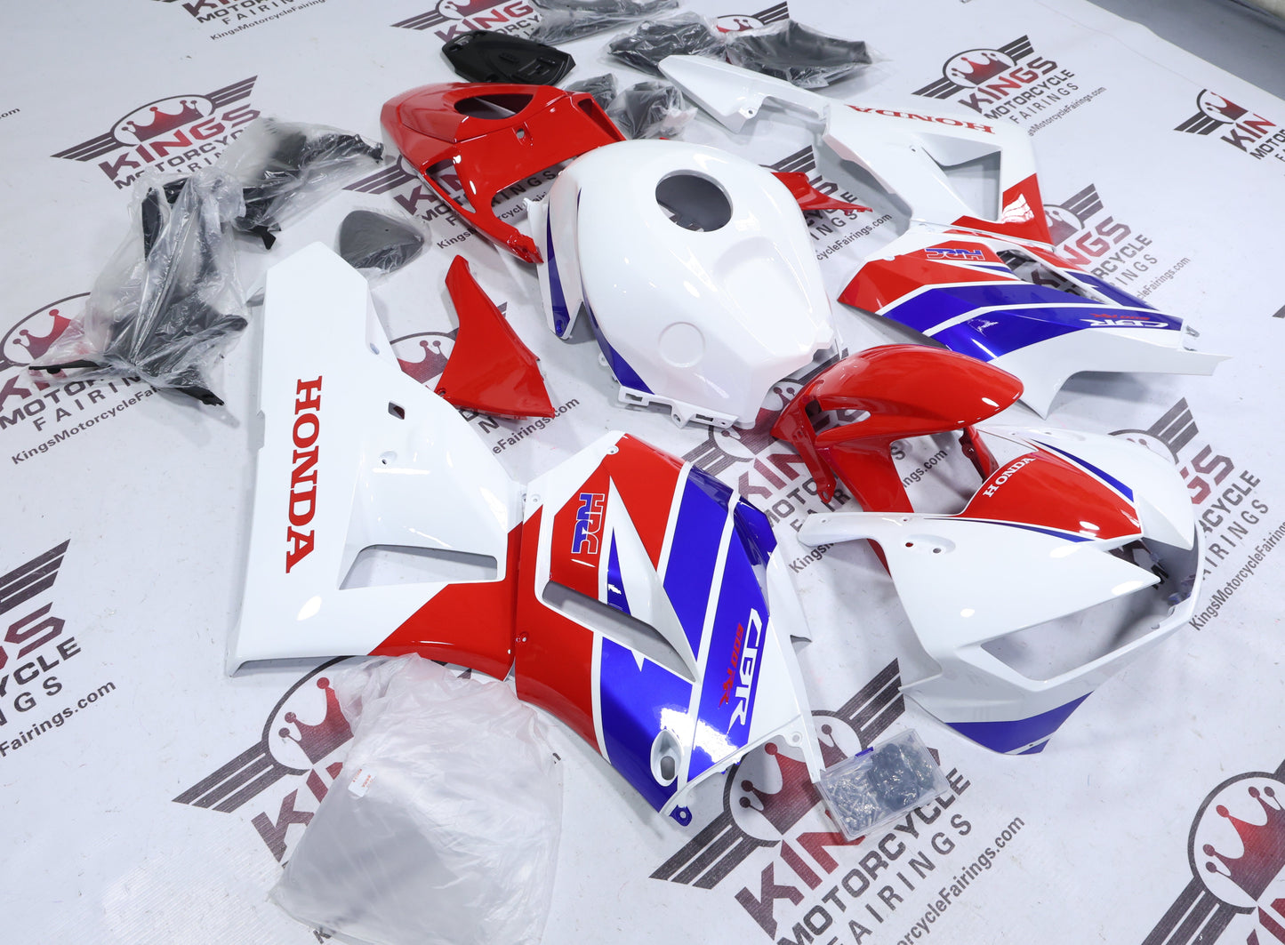 Fairings for Honda CBR600RR (2026) HRC White, Red, Blue from KingsMotorcycleFairings.com