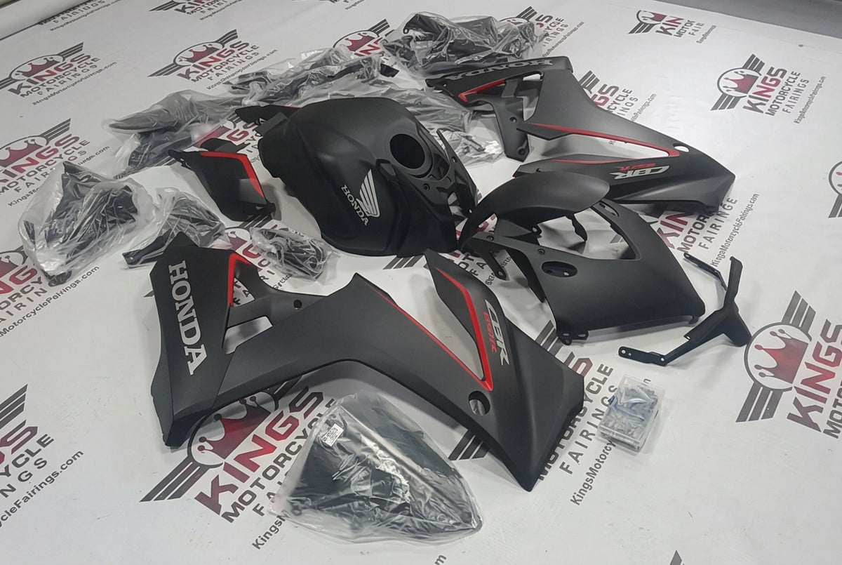 Fairings for Honda CBR650R (2024-2025) Matte Black, Red Pinstripe from KingsMotorcycleFairings.com