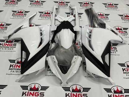 Fairings for Kawasaki Ninja 300 (2013-2024) White, Matte Black at KingsMotorcycleFairings.com