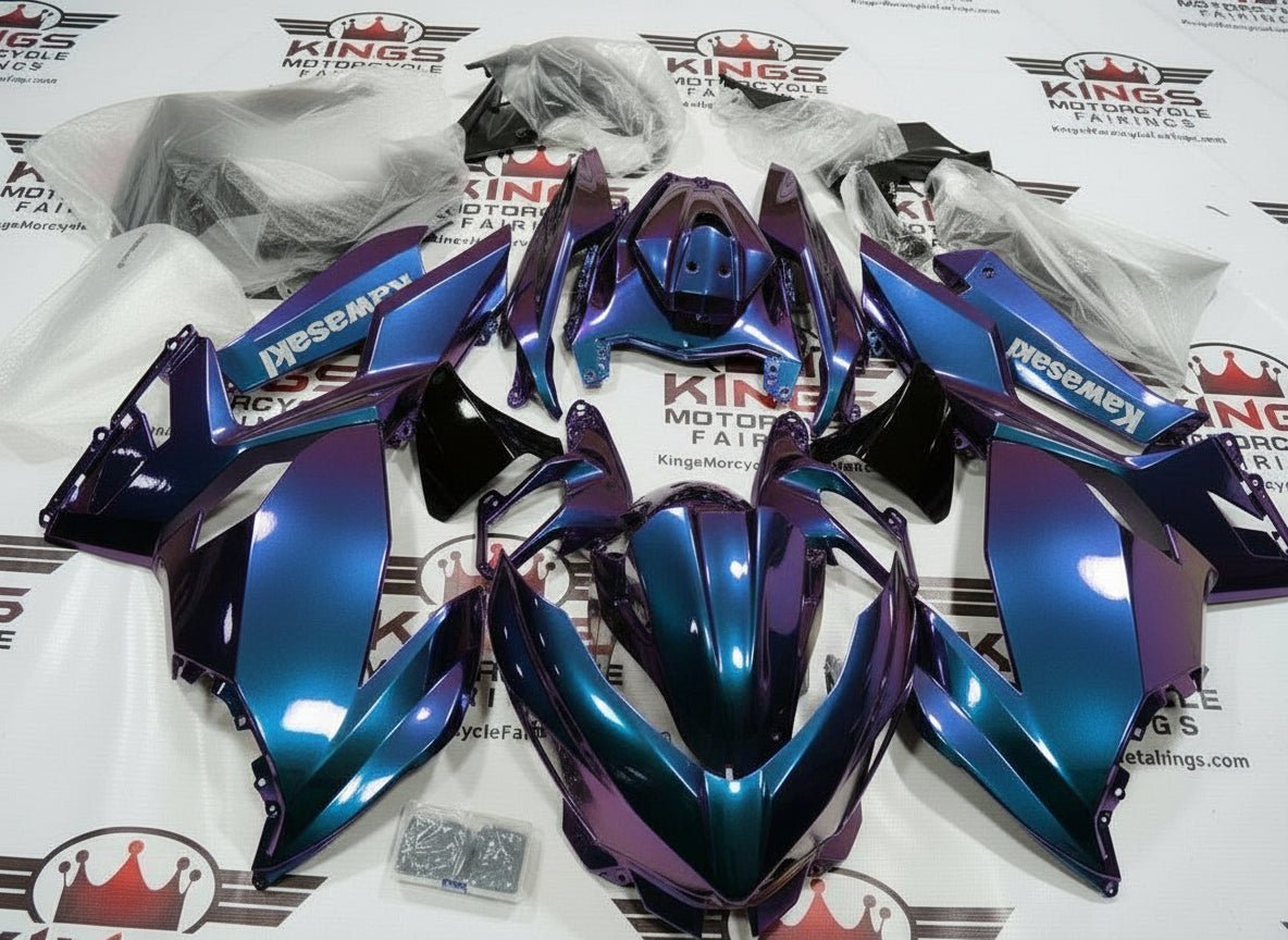 Fairings for Kawasaki Ninja 400 (2018-2023) Blue, Purple Chameleon from KingsMotorcycleFairings.com